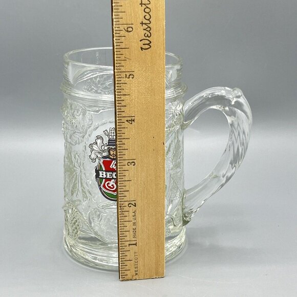 Beck's Beer Logo Handled Textured Glass Heavy 10oz Beer Mug Germany - Picture 5 of 5